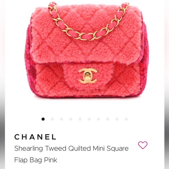 CHANEL π RARE 2 Tone Pink & Peach Faux Fur Shearling Quilted Tweed Matte Gold - Picture 13 of 15